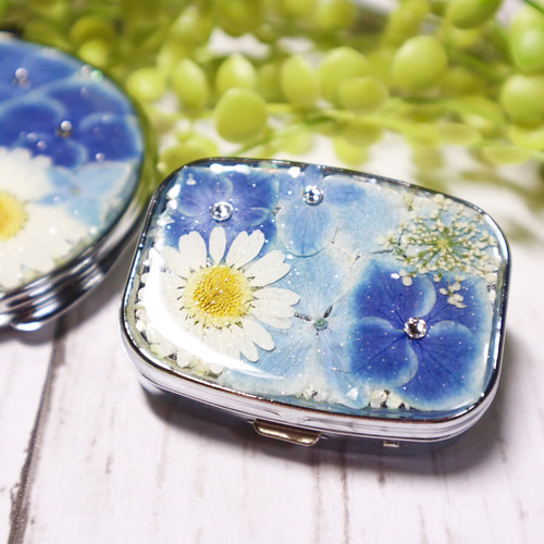 受注製作》押し花ピルケース/アクセサリーケース/小物入れ