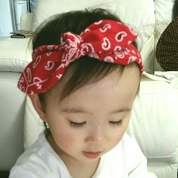 ペイズリー❇バンダナ柄ベビー、キッズ、親子コーデヘアバンド