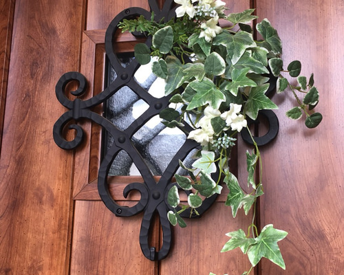 ☆再販☆飾り窓に♪ナチュラルグリーンのドア飾り アート