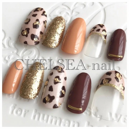 シンプルヒョウ柄ネイル ネイルチップ（つけ爪） CHELSEA-nail 通販  