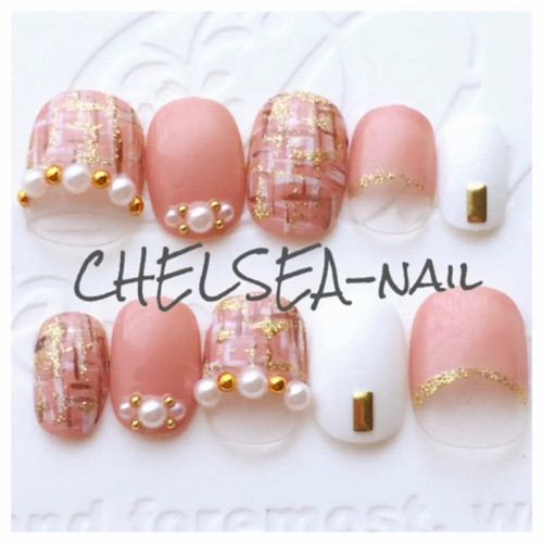ピンクツイードネイル ネイルチップ（つけ爪） CHELSEA-nail 通販