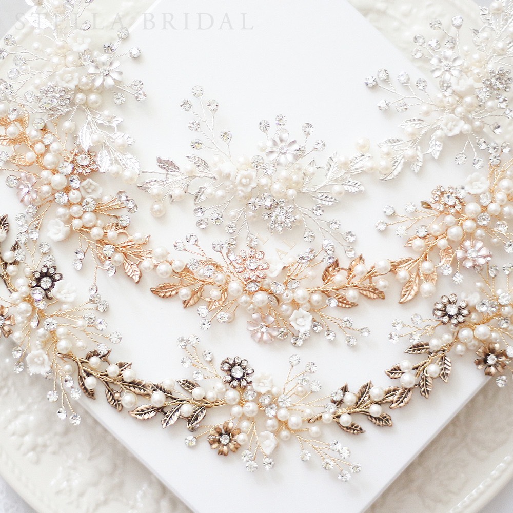 フローラルチャームの小枝ヘッドドレス リズ ｜ウェディングヘアアクセサリー