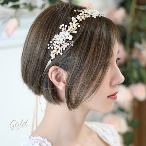 フローラルチャームの小枝ヘッドドレス リズ ｜ウェディングヘアアクセサリー 4枚目の画像