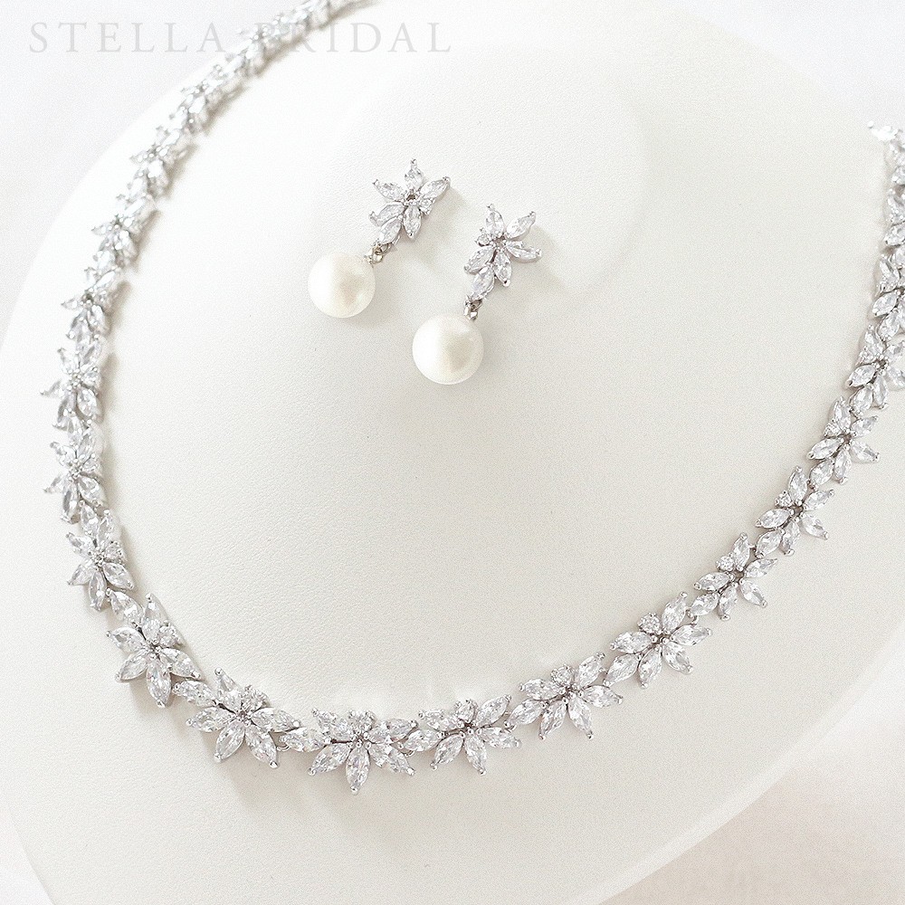 【ドラマ使用】ウェディングジュエリーセット アカシア ドロップパール ／ ネックレス＆ピアスorイヤリング