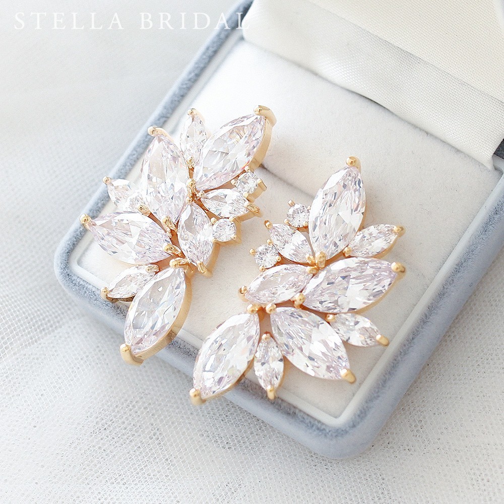 キュービックジルコニア ブライダルピアス Chantilly - シャンティ ゴールド