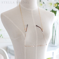 Stella Bridal＊3WAY＊エッジ加工フィガロチェーンとバロックパールチャームのマスクチェーン 6枚目の画像