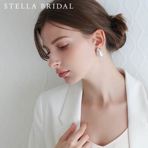 Stella Bridal＊フォーマルやブライダルにも＊選べるパール＊〜Sランク大粒バロックパールのピアス【受注生産品】 3枚目の画像