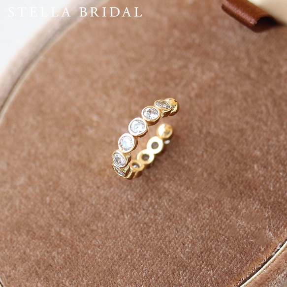 Stella Bridal＊キュービックジルコニア イヤーカフ Bezel mini gold 1枚目の画像