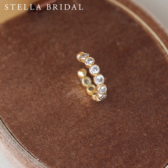 Stella Bridal＊キュービックジルコニア イヤーカフ Bezel mini gold 4枚目の画像