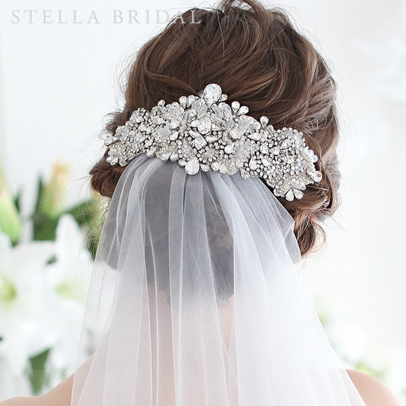 STELLA BRIDALビジュー付きヘッドドレス ヘッドピース ヘッドドレス 2