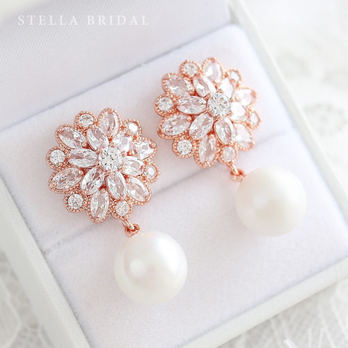 Stella Bridal キュービックジルコニア ブライダルイヤリング STELLA
