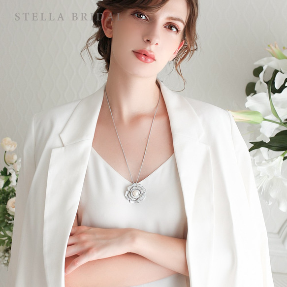 Stella Bridal＊ブライダルやフォーマルにも＊2WAYキュービックジルコニア 3Dローズブローチ 5枚目の画像