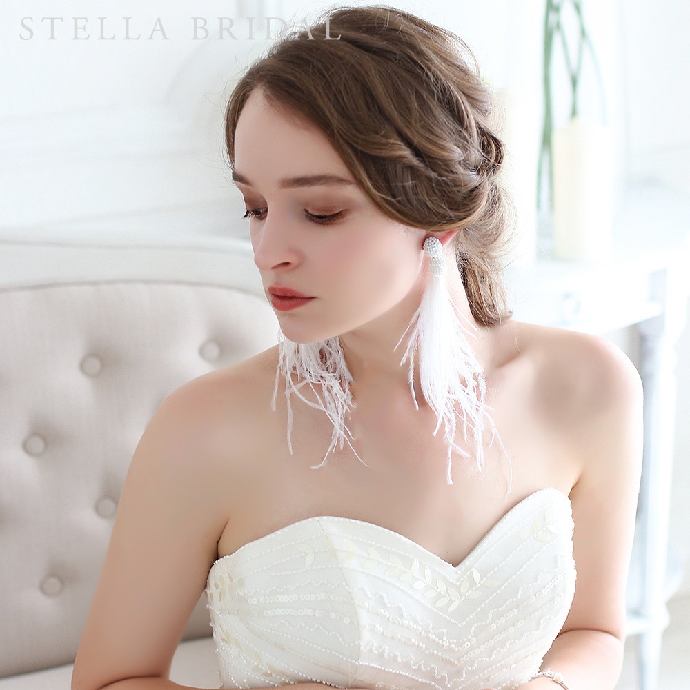 再販2♡ヴィンテージタッセルピアスorイヤリング グラム・アンビエント / ホワイトフェザー【受注生産品】 6,478円