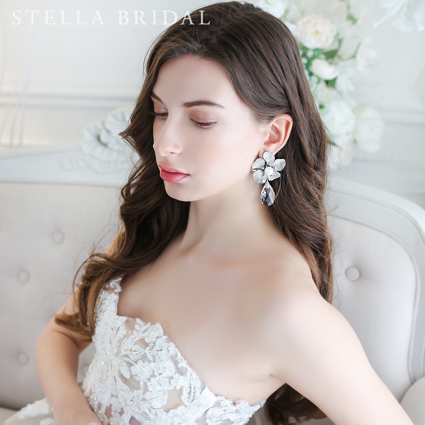 キュービックジルコニア ブライダルイヤリング＆ピアス Valerie - ヴァレリー【受注生産品】