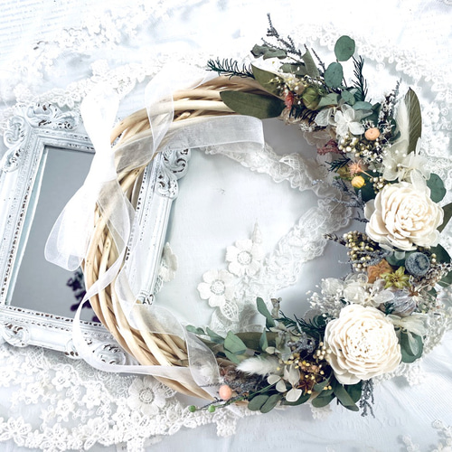 ドライフラワーꕤ︎︎スプレーバラと可愛いお花いっぱいアンティーク