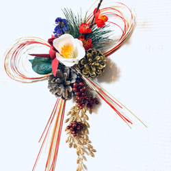 『超早割2022』椿と梅の祝い折り鶴の和風お正月飾り 2枚目の画像