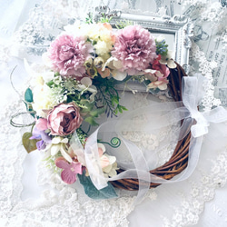 しめ縄飾り・ピンク しめ縄・くすみピンク しめ飾り お正月 ガーリー