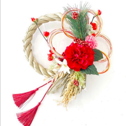 早割＊お正月＊麗ダリアと五重水引きで祝う新年のしめ縄飾り しめ縄