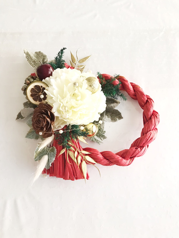 2way お正月arrangement しめ縄リース⑥　red ver. 2way お正月arrangement しめ縄リース⑥ red ver. 【公式通販】