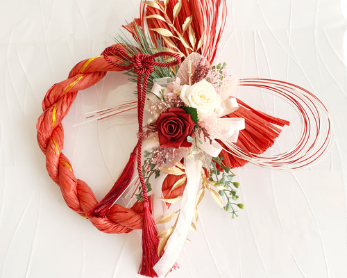 新作✩.*˚お正月 しめ縄飾り ～フラワーアレンジメント～現品限り 新作✩.*˚お正月 しめ縄飾り ～フラワーアレンジメント～現品限り