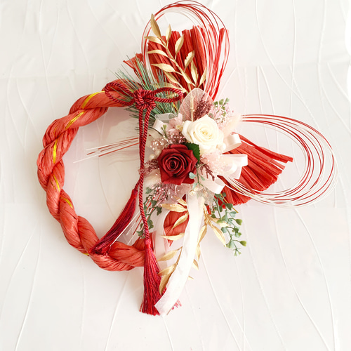 お正月ハンドメイド2020」 新作しめ縄飾り＊本物を纏うプリザーブド