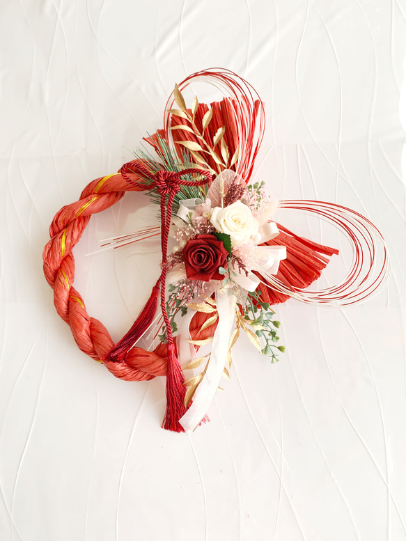 お正月ハンドメイド2020」 新作しめ縄飾り＊本物を纏うプリザーブド