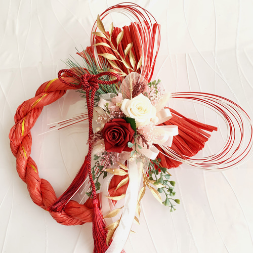 お正月ハンドメイド2020」 新作しめ縄飾り＊本物を纏うプリザーブド