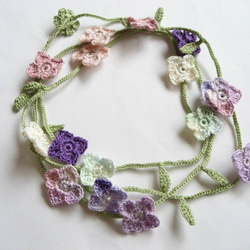 レース編み　紫陽花のネックレス自由自在 1枚目の画像