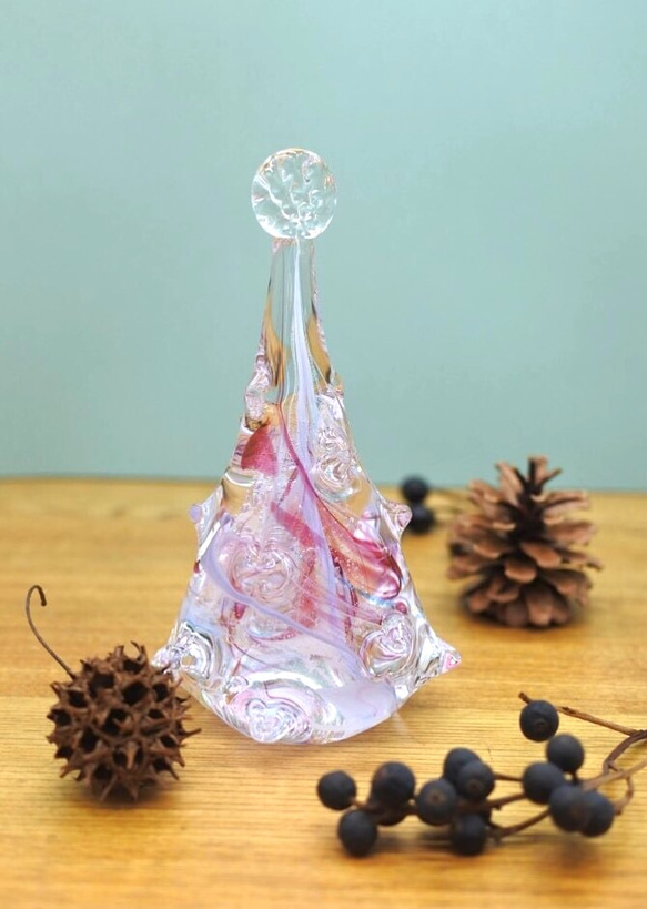 ガラスのつんつんクリスマスツリー(ピンク) 1枚目の画像