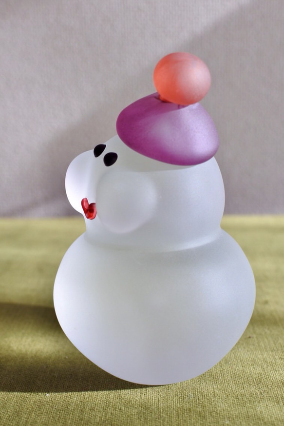 食いしん坊雪だるま (紫のベレー帽) 3枚目の画像