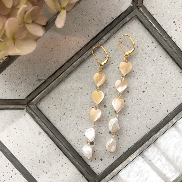 Mother of pearl♡ pierce/earring【beige】 1枚目の画像