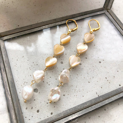 Mother of pearl♡ pierce/earring【beige】 2枚目の画像