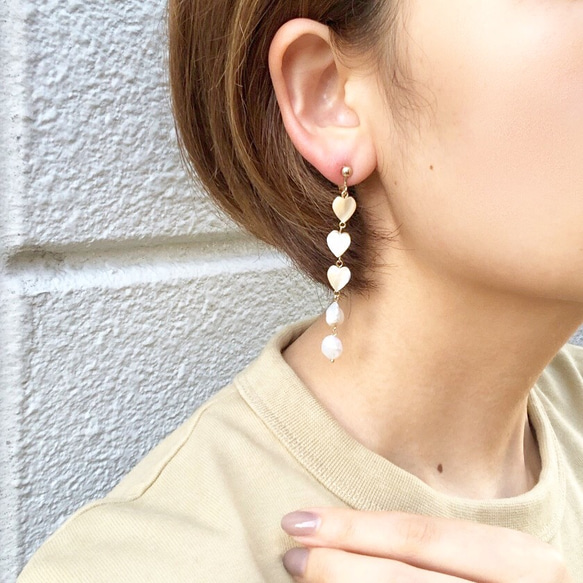 Mother of pearl♡ pierce/earring【beige】 4枚目の画像