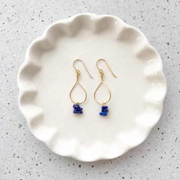 14kgf hoop×lapis lazuli pierce/earring 1枚目の画像