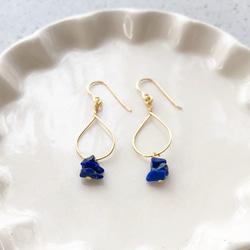 14kgf hoop×lapis lazuli pierce/earring 2枚目の画像