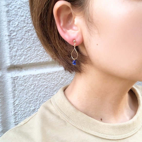 14kgf hoop×lapis lazuli pierce/earring 4枚目の画像