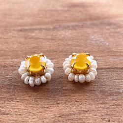 Swarovski×pearl pierce/earring《yellow》 5枚目の画像