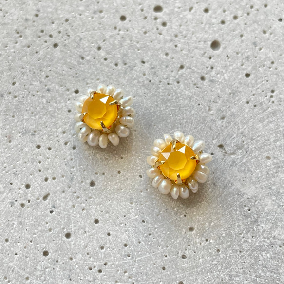 Swarovski×pearl pierce/earring《yellow》 8枚目の画像