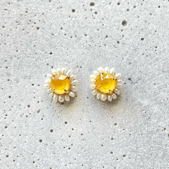 Swarovski×pearl pierce/earring《yellow》 9枚目の画像