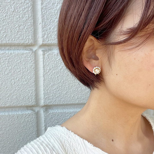 Swarovski× pearl pierce/earring《purple》 4枚目の画像