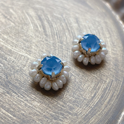 Swarovski×pearl pierce/earring《summer sky》 5枚目の画像