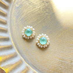 Swarovski×pearl pierce/earring《mint》 1枚目の画像