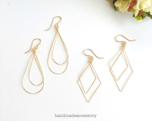 14kgfダブルプルメリアカービングピアス/イヤリング 14kgfダブルプルメリアカービングピアス/イヤリング - メルカリ