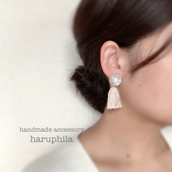 clearpearl×tassel pierce/earring 4枚目の画像