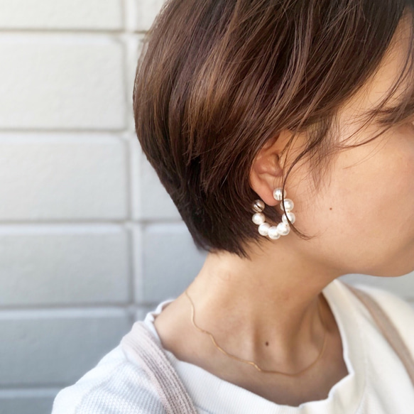 cotton pearl hoop pierce/pierce 5枚目の画像