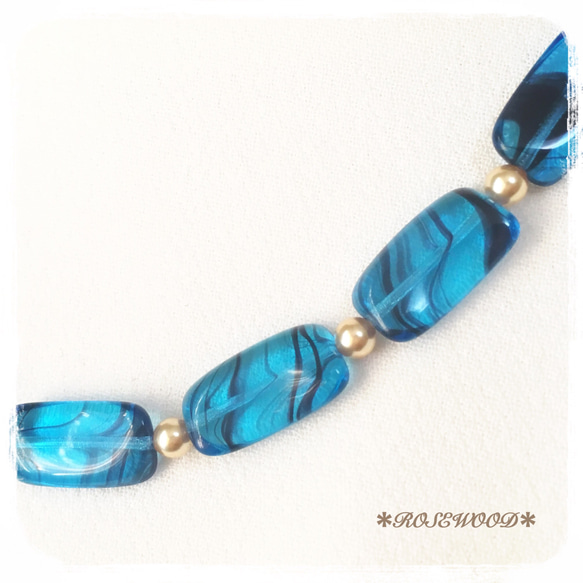 《再販》CANDYネックレス sea blue* チェコガラス 2枚目の画像