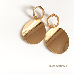 【creema限定】ヴィンテージピアス  *gold oval 2枚目の画像