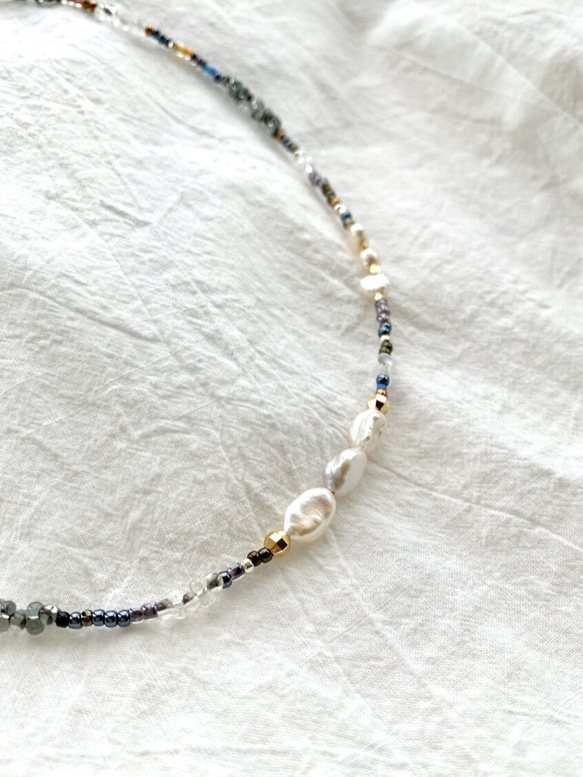 waterfall necklace -blue mix- 3枚目の画像