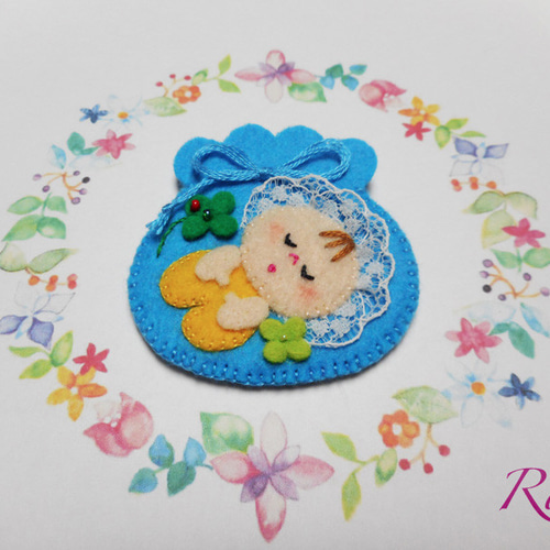 ♪フェルトの安産のお守り✦濃いブルー 羊毛フェルト Bluerose