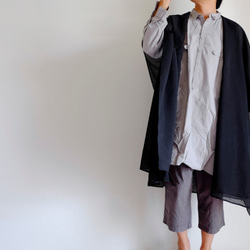 New Long Cape Coat Re_1say /亮片雪紡聚酯纖維[黑色格子] 第10張的照片